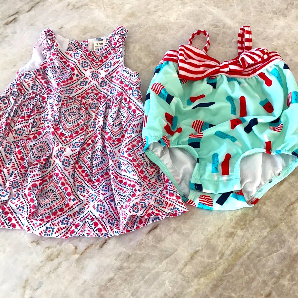 Baby swim suit and firecracker coverup